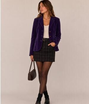 LL Bean Purple Velvet Blazer Jacket Womens 10 Preppy Classic Business Casual